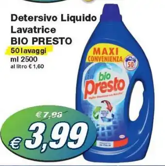 Prix Quality Bio Presto Detersivo Liquido Lavatrice 50 lavaggi 2500 ml offerta