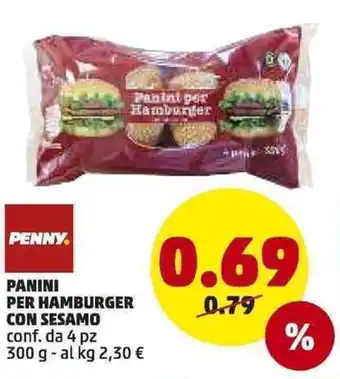 PENNY Panini Per Hamburger Con Sesamo 300g offerta