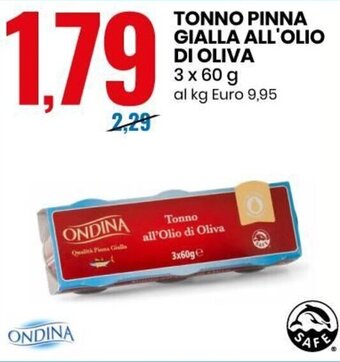 Eurospin Ondina Tonno Pinna Gialla All'Olio Di Oliva 3 x 60 g offerta