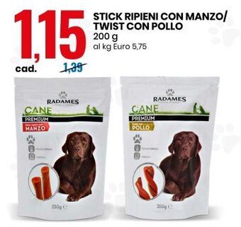 Eurospin Radames Stick Ripieni Con Manzo/Twist Con Pollo 200 g offerta