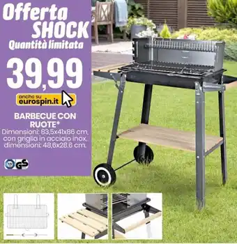 Eurospin Barbecue Con Ruote 83,5x41x86 cm offerta