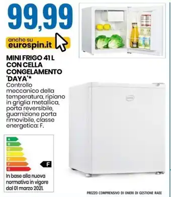 Eurospin Mini Frigo 41L Con Cella Congelamento 'Daya' offerta
