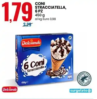Eurospin Dolciando Coni Stracciatella, 6 pz 450 g offerta