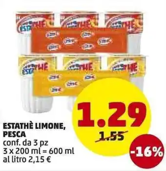 PENNY Estathè Limone Pesca 3x200ml=600ml offerta