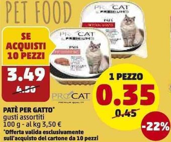 PENNY Pate Per Gatto 100g offerta