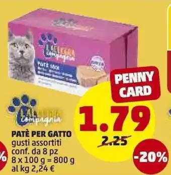 PENNY Pate Per Gatto 8x100g=800g offerta