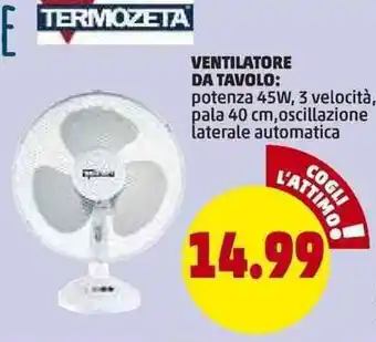 PENNY Ventilatore Da Tavolo offerta