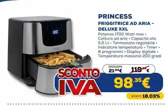 Euronics Princess friggitrice ad aria deluxe xxl offerta