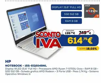 Euronics Hp notebook - 156-eq2049nl offerta