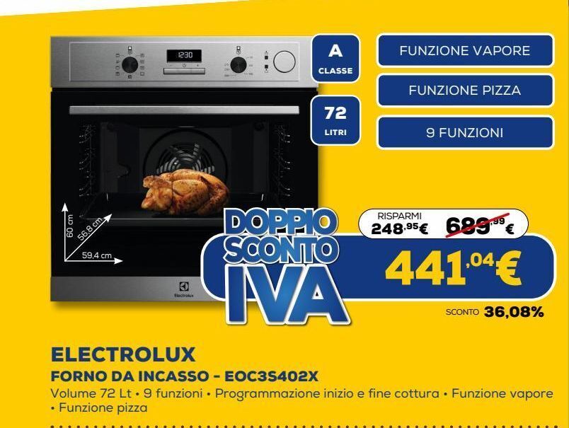 Electrolux forno da incasso - e0c3s402x offerta di Euronics