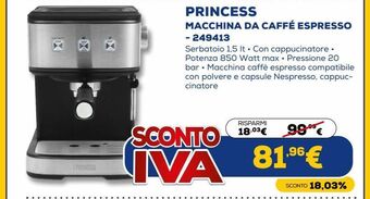 Euronics Princess macchina da caffe' espresso - 249413 offerta