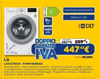 Euronics Lg lavatrice - f4wv309sae offerta