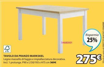 JYSK Tavolo da pranzo offerta