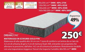 JYSK Materasso in schiuma gold f90 offerta