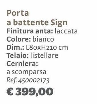 Bricocenter Porta a battente sign finitura anta: laccata colore: bianco offerta