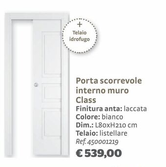 Bricocenter Porta scorrevole interno muro class finitura anta: laccata colore: bianco offerta