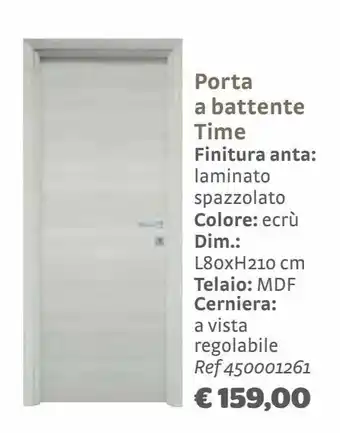 Bricocenter Porta a battente time finitura anta: laminato spazzolato colore ecrù offerta