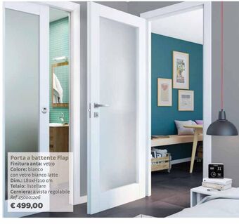 Bricocenter Porta a battente flap finitura anta: vetro colore: bianco con vetro bianco latte offerta