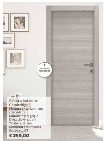 Bricocenter Porta a battente cambridge finitura anta: laminato spazzolato colore: rovere grigio offerta
