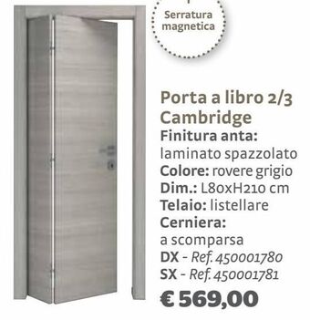 Bricocenter Porta a libro 2/3 cambridge finitura anta: laminato spazzolato colore: rovere grigio offerta