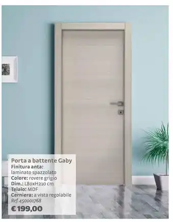 Bricocenter Porta a battente gaby finitura anta: laminato spazzolato colore: rovere grigio offerta