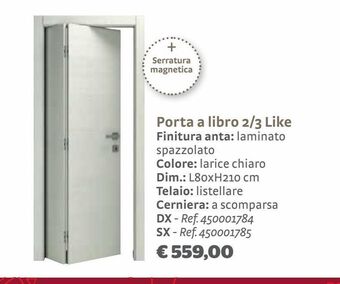Bricocenter Porta a libro 2/3 like finitura anta: laminato spazzolato colore: larice chiaro offerta