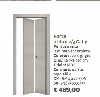 Bricocenter Porta a libro 2/3 gaby finitura anta: laminato spazzolato colore rovere grigio offerta