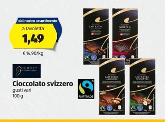 ALDI Cioccolato svizzero gourmet offerta