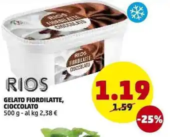 PENNY Rios Gelato Fiordilatte Cioccolato 500g offerta
