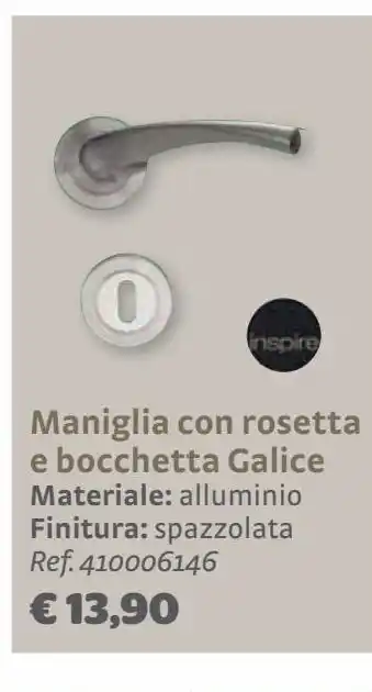 Bricocenter Maniglia con rosetta e bocchetta galice materiale: alluminio finitura: spazzolata offerta