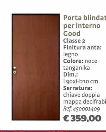 Bricocenter Porta blindata per interno good classe 2 finitura anta: legno colore noce tanganika offerta