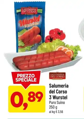 DPiù Salumeria del Corso 3 Wurstel 250 g offerta