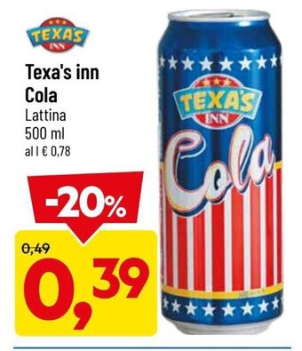 DPiù Texa's Inn Cola 500ml offerta