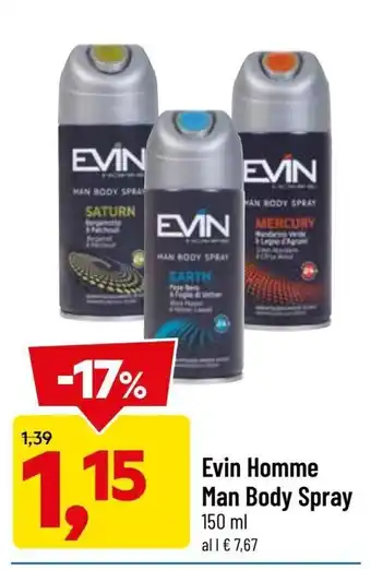 DPiù Evin Homme Man Body Spray 150ml offerta