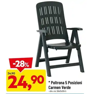 DPiù Poltrona 5 Posizioni Carmen Verde offerta