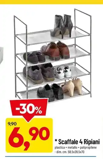 DPiù Scaffale 4 Ripiani 58.5x28.5x70 offerta