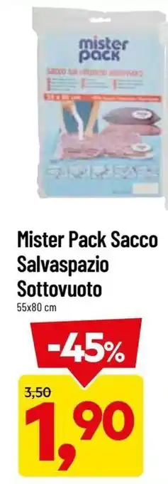 DPiù Mister Pack Sacco Salvaspazio Sottovuoto 55x80 cm offerta