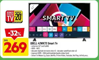 DPiù Qbell 43WK73 Smart Tv offerta
