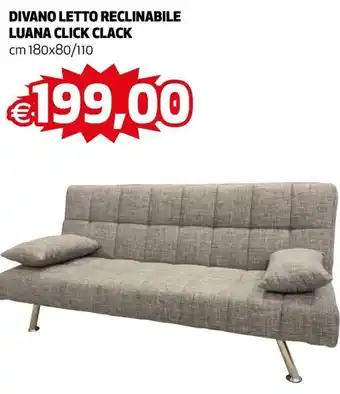 Ipercoop Divano Letto Reclinabile Luana Click Clack cm 180x80/110 offerta