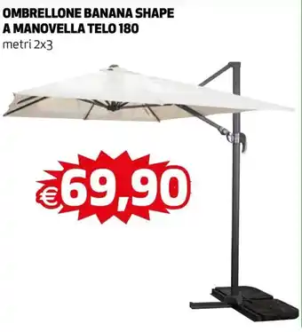 Ipercoop Ombrellone Banana Shape a Manovella Telo 180 metri 2x3 offerta