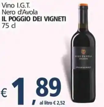 Alter Discount Il Poggio dei Vigneti Vino I.G.T Nero d'Avola 75cl offerta