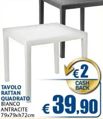 Casa & Co Tavolo Rattan Quadrato 79x79xh72 cm offerta