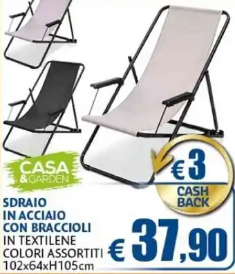 Casa & Co Casa & Garden Sdraio in Acciaio con Braccioli 102x64xH105 cm offerta