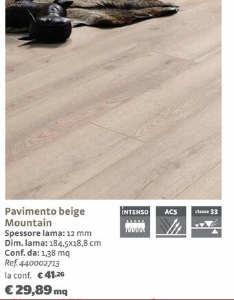Bricocenter Pavimento beige mountain spessore lama: 12mm offerta