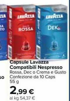 Carrefour Market Capsule lavazza compatibili nespresso offerta