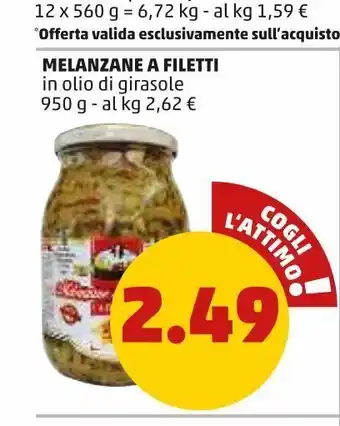 PENNY Melanzane a filetti in olio di girasole 950g offerta