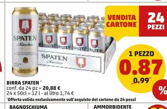 PENNY Birra spaten conf. da 24pz offerta