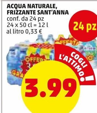 PENNY Acqua naturale, frizzante sant'anna offerta