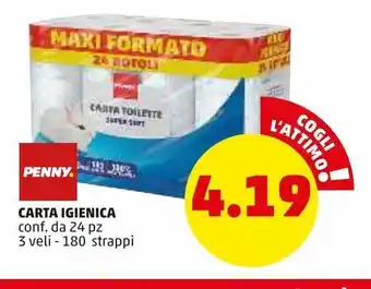 PENNY Carta igienica conf. da 24pz 3 veli offerta