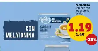 PENNY Camomilla solubile con melatonina 16 filtri offerta
